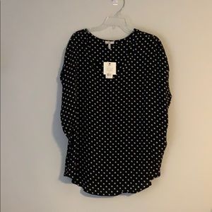 Joie Dotted Black & White Silk Blouse - M